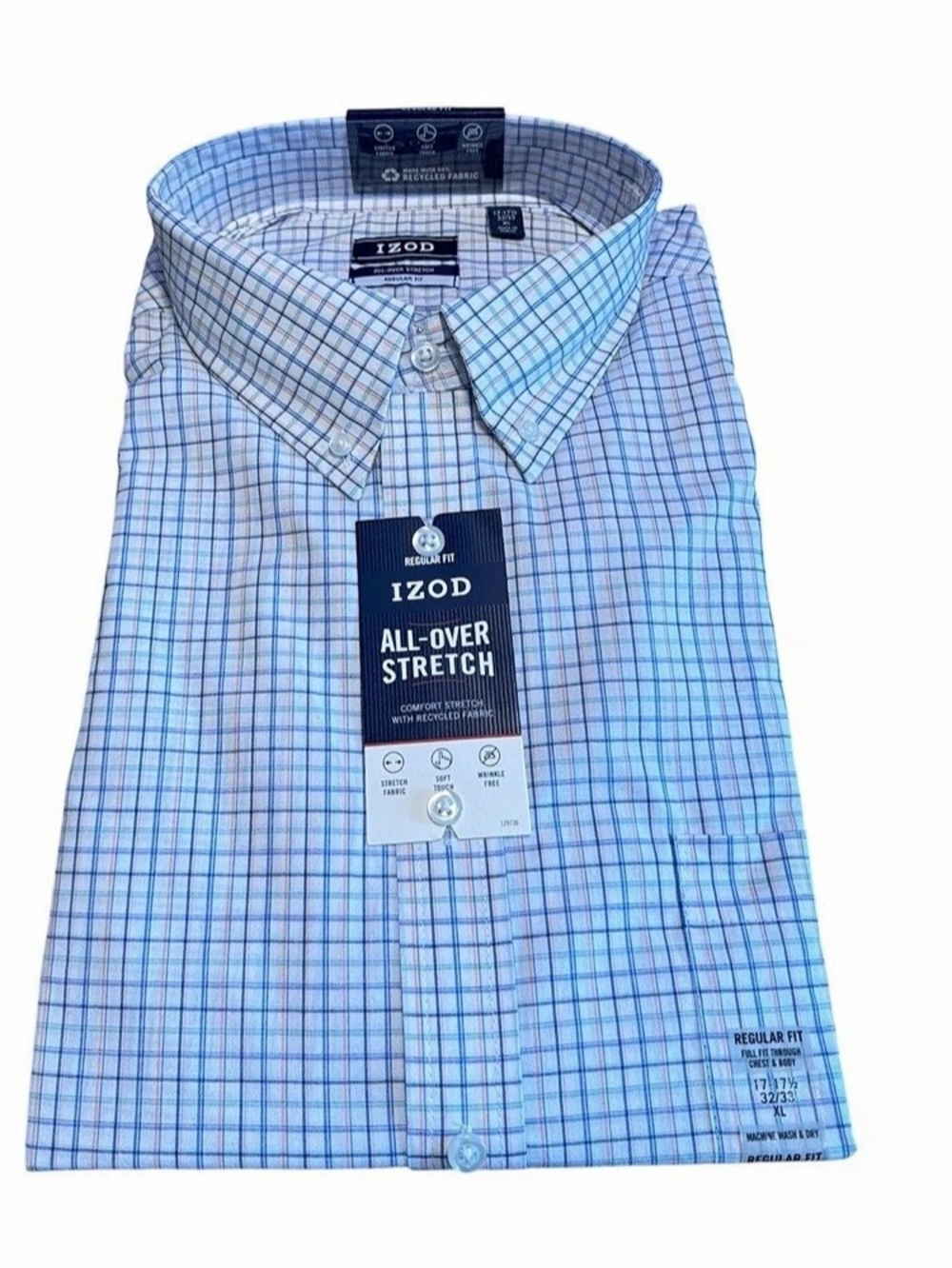 Preppy Country Club IZOD Men’s XL Plaid Stretch Dress Shirt NWT